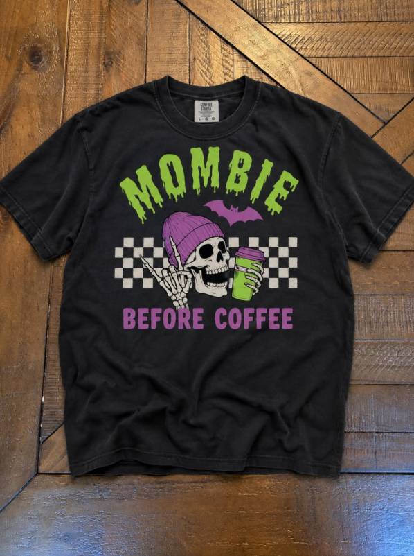 Mombie Before Coffee Halloween Graphic Tee